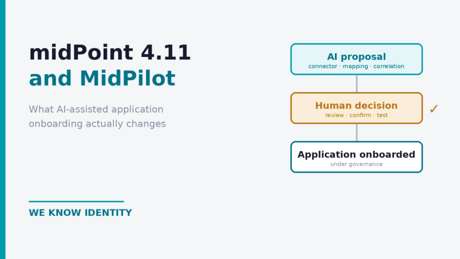 midPoint 4.11 and MidPilot: AI proposal, human decision, application onboarded under governance