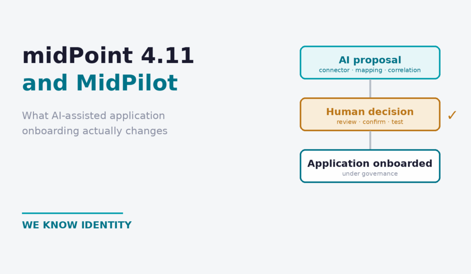 midPoint 4.11 and MidPilot: AI proposal, human decision, application onboarded under governance